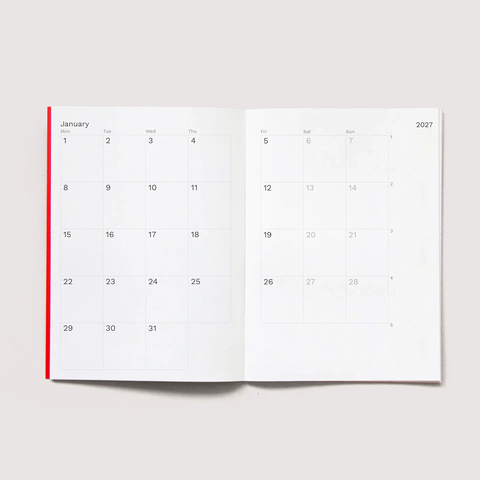 Agenda mensual 2027 Tamaño A6 - Octagon Design