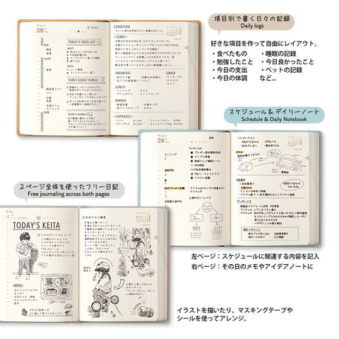 Agenda 2026 hibino Blue Green A6 2 páginas día Midori