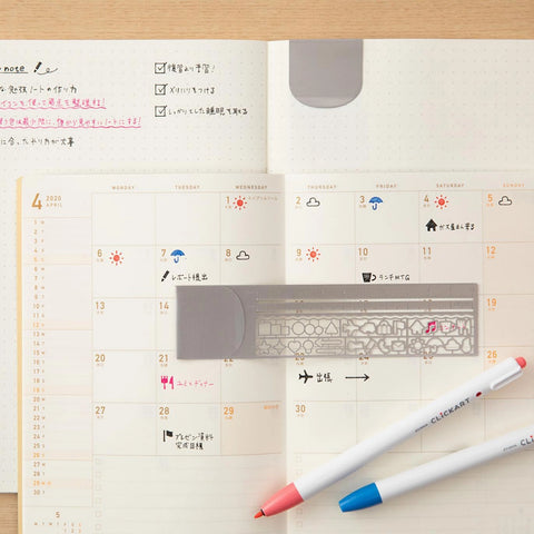 Regla con plantilla - Plateada - Midori