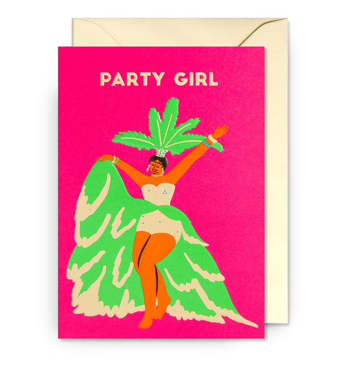 Tarjeta Felicitación - Party Girl Neon
