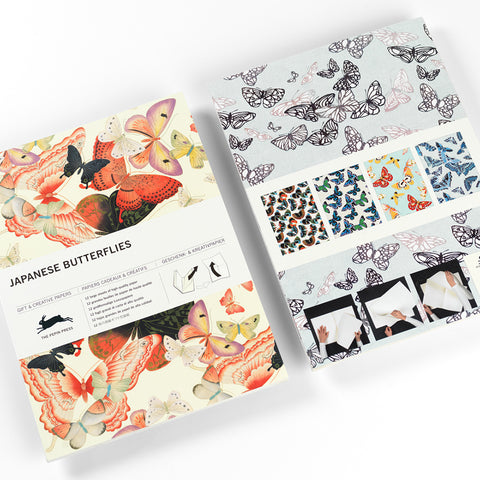 Libro con 12 papeles de regalo - 117 Mariposas japonesas