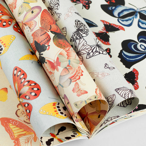 Libro con 12 papeles de regalo - 117 Mariposas japonesas