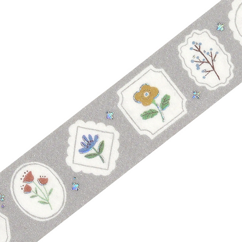 Washi tape con dorado - Flores enmarcadas