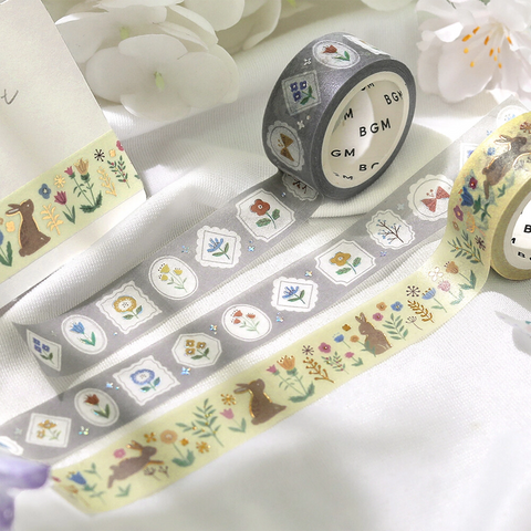Washi tape con dorado - Flores enmarcadas