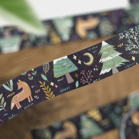 Washi tape con dorado - Bosque nórdico