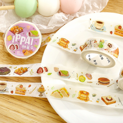 Washi tape con dorado - ippai - Dulces japoneses