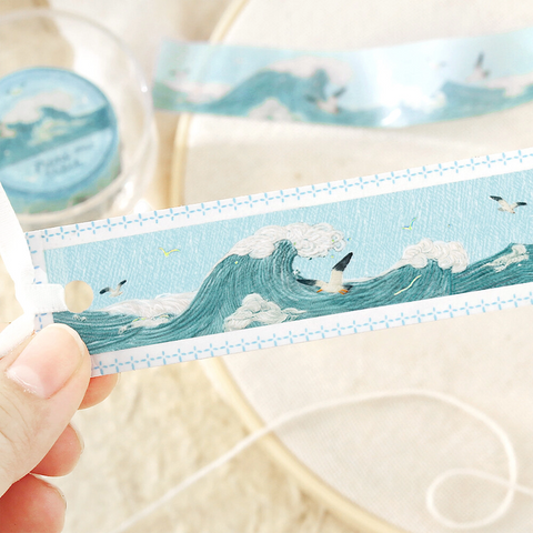 Washi tape con dorado 20mm - Olas del mar