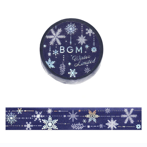 Washi tape con metalizado - Copos de nieve