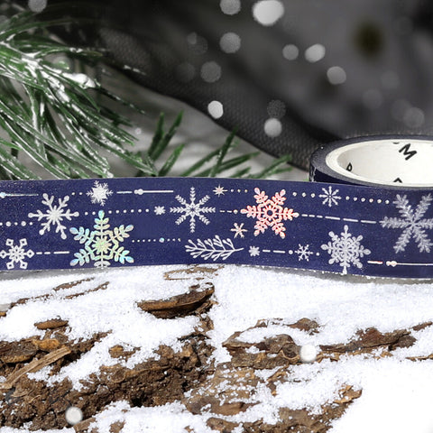 Washi tape con metalizado - Copos de nieve