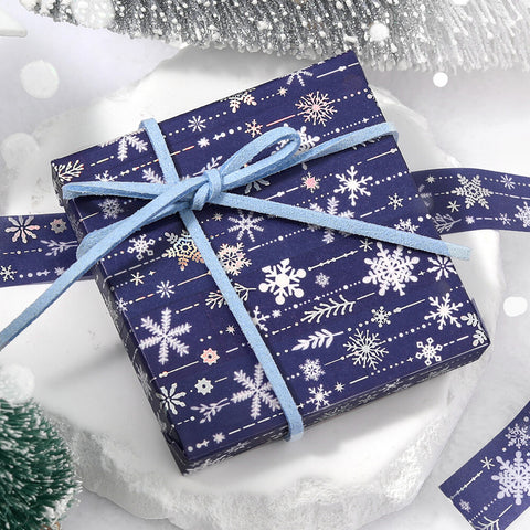 Washi tape con metalizado - Copos de nieve