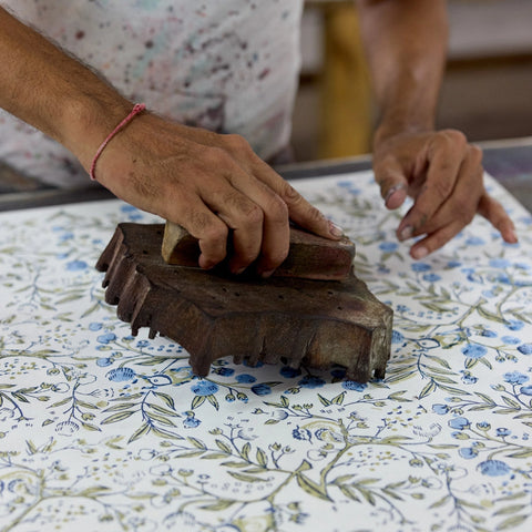 Papel regalo algodón 50x70cm - Pájaros cantores azul