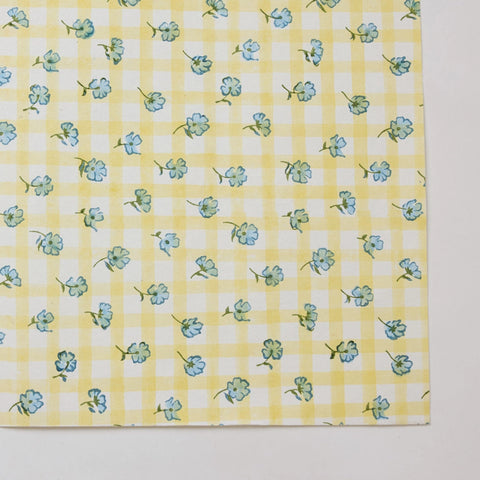 Papel regalo algodón 50x70cm - Cuadros amarillo y azul