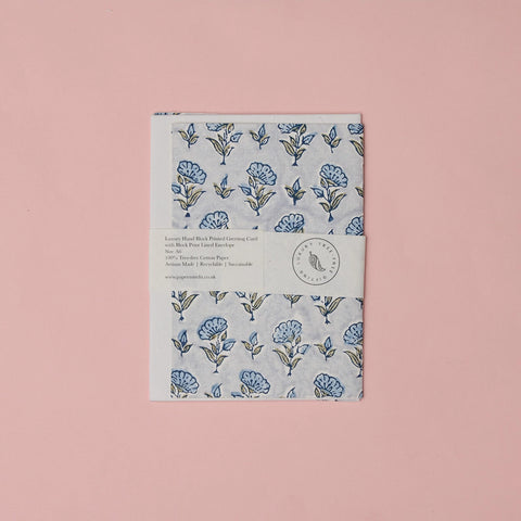 Tarjeta artesanal - Ditsy azul