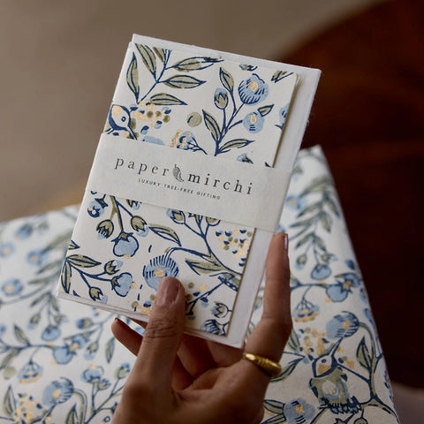 Tarjeta artesanal - Pájaros cantores azul