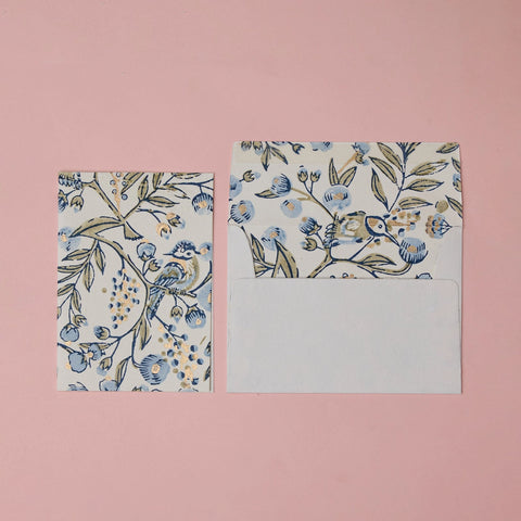 Tarjeta artesanal - Pájaros cantores azul