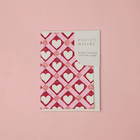 Tarjeta artesanal - Cuadrícula corazones