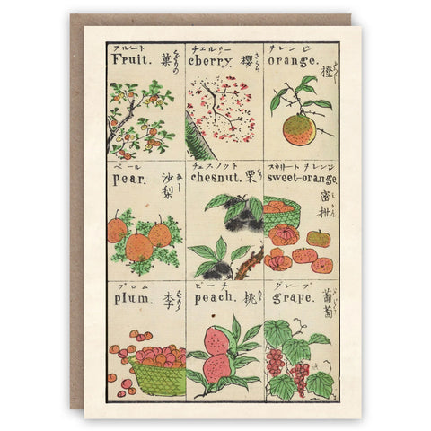 Tarjeta Vintage - Frutas en japonés