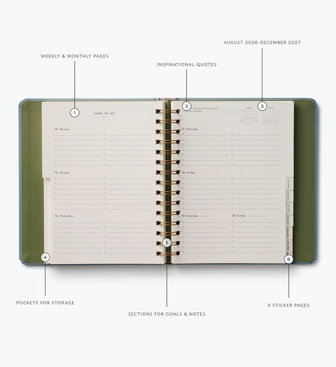 Agenda 2026-2027 Rifle Paper Co - 17 meses - 21x17,5cm Paisley