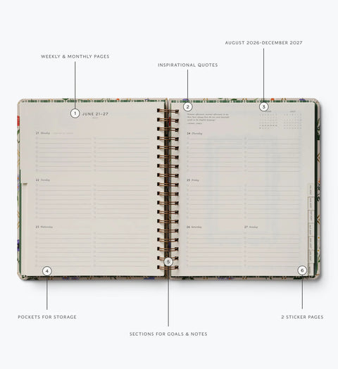 Agenda 2026-2027 Rifle Paper Co - 17 meses - 21x25cm Garden Study