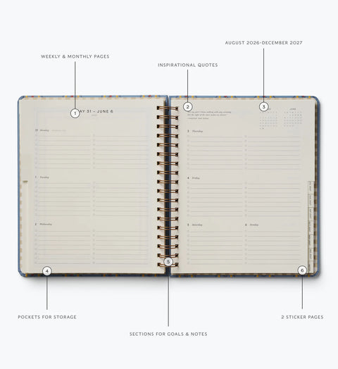 Agenda 2026-2027 Rifle Paper Co - 17 meses - 21x25cm Schoolhouse