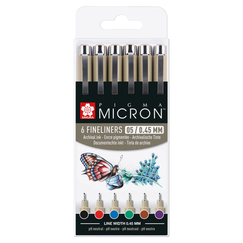 Sakura Pigma Micron 05 - Estuche 6 colores básicos
