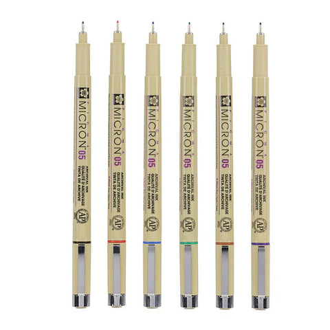 Sakura Pigma Micron 05 - Estuche 6 colores básicos