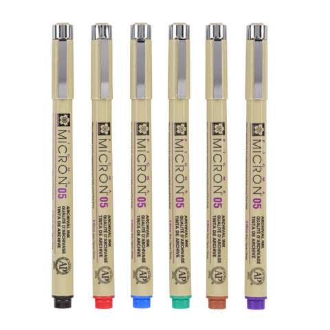 Sakura Pigma Micron 05 - Estuche 6 colores básicos