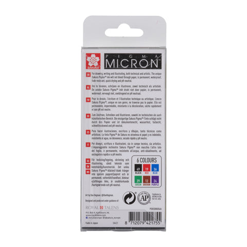 Sakura Pigma Micron 05 - Estuche 6 colores básicos