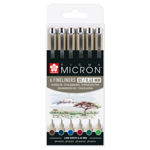 Sakura Pigma Micron 05 - Estuche 6 colores tierra