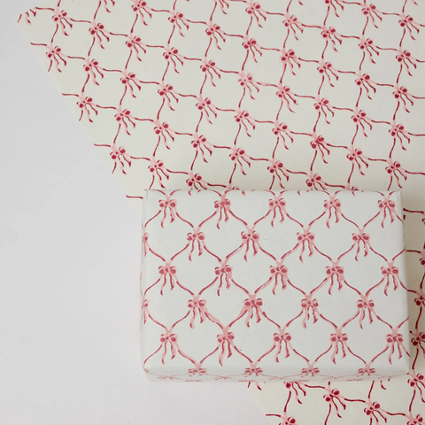 Papel regalo algodón 50x70cm - Lazos rosas