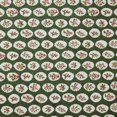 Papel regalo algodón 50x70cm - Holly Green Acebo