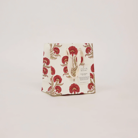 Bolsa de regalo pequeña - Papel artesanal Winter red