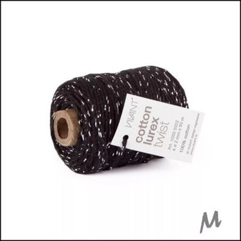 Cordón algodón negro y plata