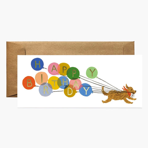 Tarjeta alargada Cumpleaños - Perro con globos