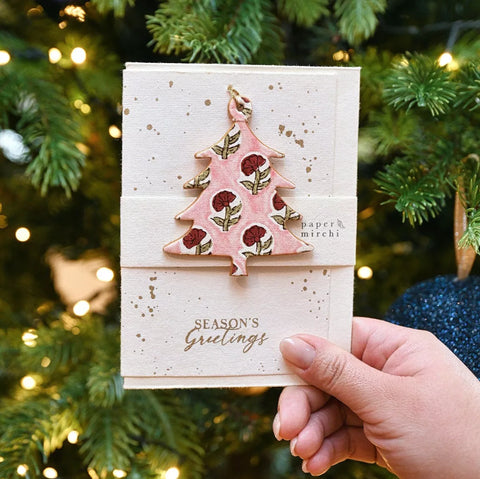 Tarjeta artesanal con adorno - Árbol daisy