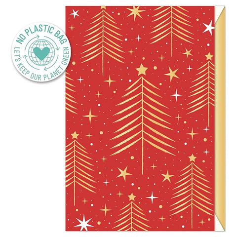 Tarjeta Felicitación Navidad - Árboles dorados