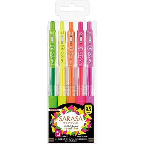 Bolígrafos Sarasa Neon Gel 0,5 - Pack de 5